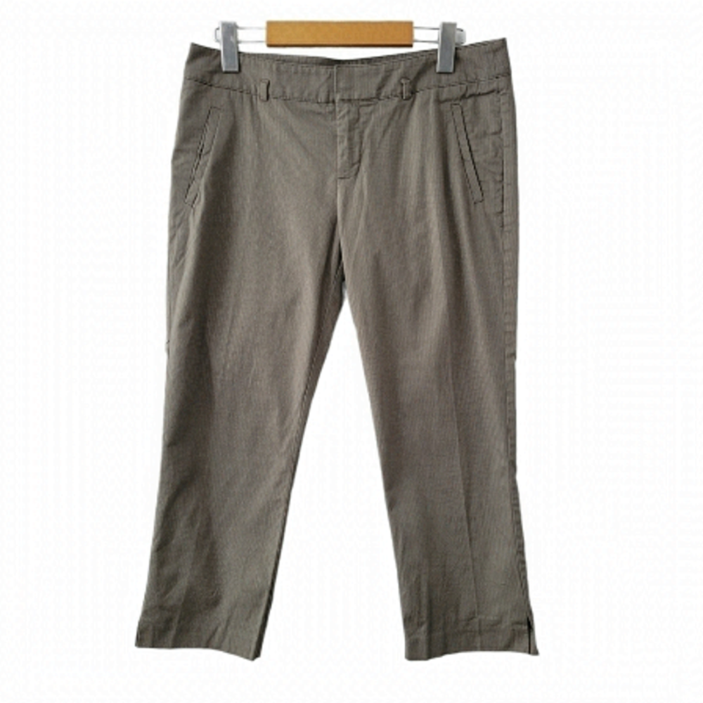 MEXX Cropped Trousers Pinstripe Business Capri Pants Greenish Gray Lightweight 8